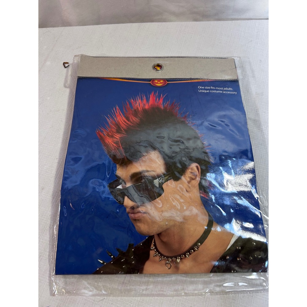 Rite Aid Mohawk Wig OS Black Red Spiked Punk Rocker Costume Kids